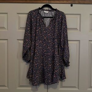 Blue floral prairie style mini dress by Dress Forum